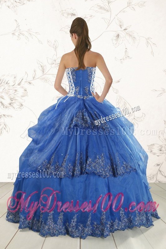 2016 Cheap Appliques Quinceanera Dresses in Royal Blue