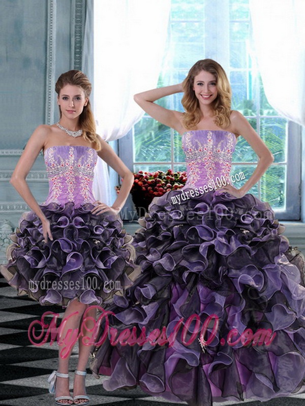 2016 Elegant Appliques and Ruffles Quinceanera Dresses in Multi Color