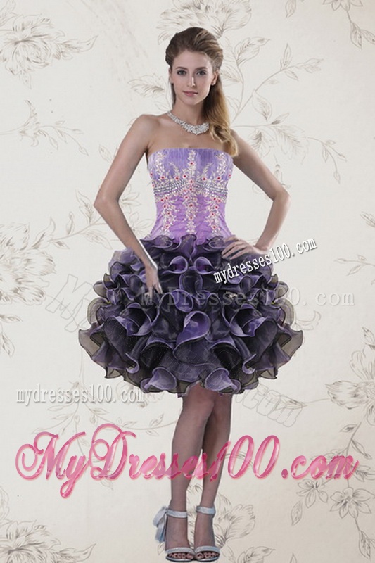 2016 Elegant Appliques and Ruffles Quinceanera Dresses in Multi Color