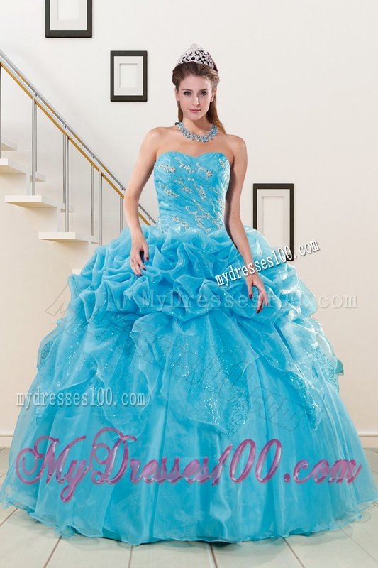 2016 Fashionable Sweetheart Beading Quinceanera Dress in Aqua Blue