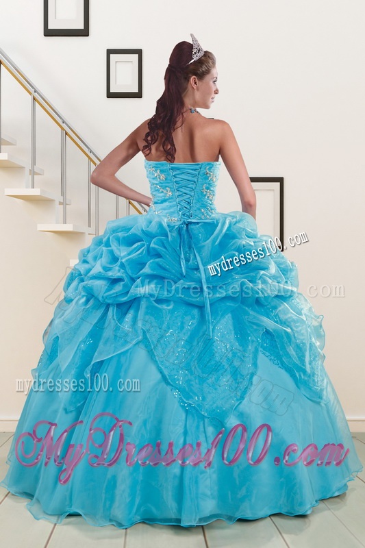 2016 Fashionable Sweetheart Beading Quinceanera Dress in Aqua Blue