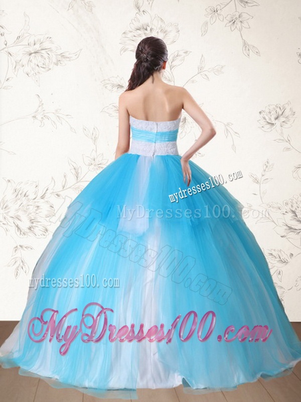 2016 Pretty Multi Color Strapless Quinceanera Dress with Appliques and Beading