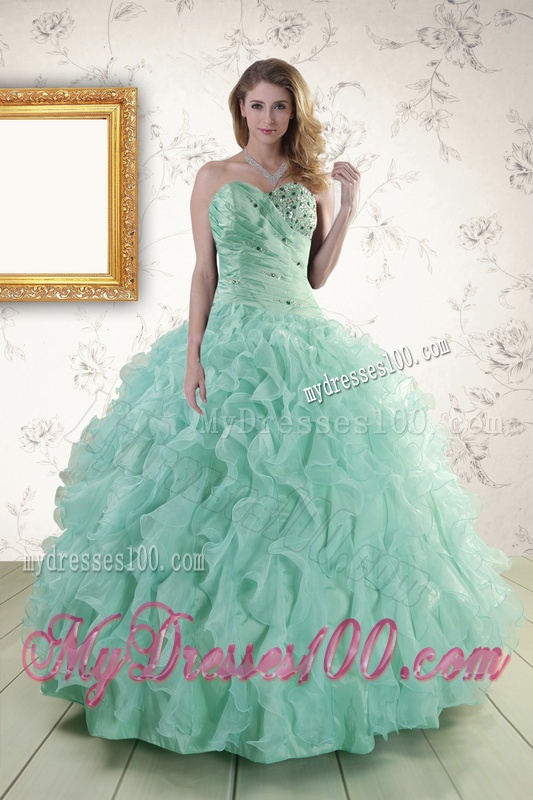 2016 Pretty Sweetheart Beading Quinceanera Dresses in Apple Green
