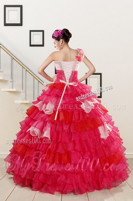 2016 Ruffled Layers and Beading Multi Color Quinceanera Dresses