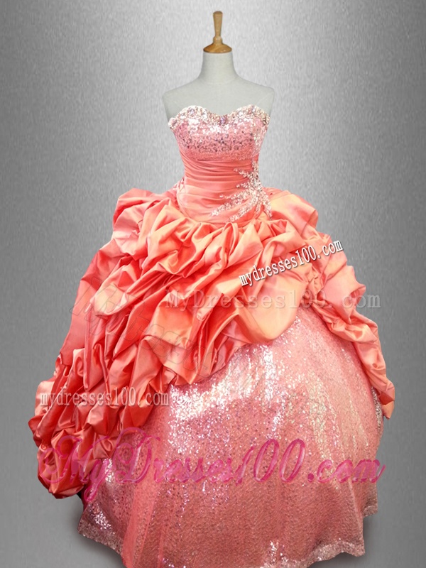 2016 Strapless Sequins and Pick Ups Quinceanera Gowns in Taffeta