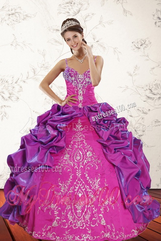 2016 Sweep Train Multi Color Quinceanera Dresses with Embroidery