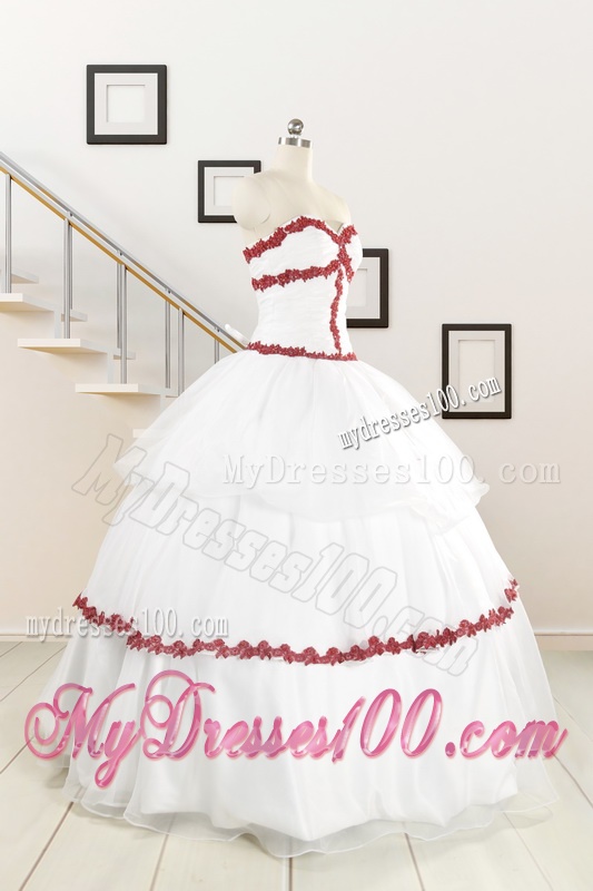 2016 Sweetheart Ball Gown Quinceanera Dresses with Appliques