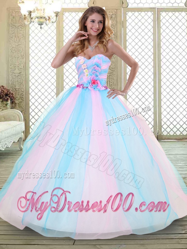 2016 Sweetheart Quinceanera Dresses with Hand Made Flowers