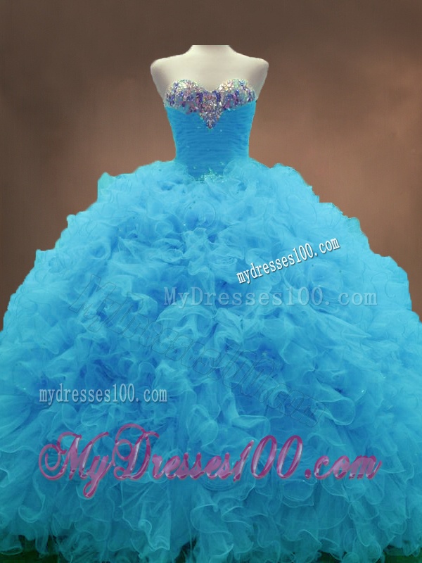 Beautiful Aqua Blue Ball Gown Quinceanera Gowns with Sweetheart