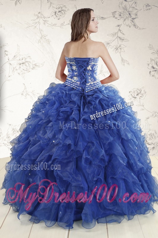 Beautiful Beading and Ruffles 2016 Quinceanera Dresses in Royal Blue