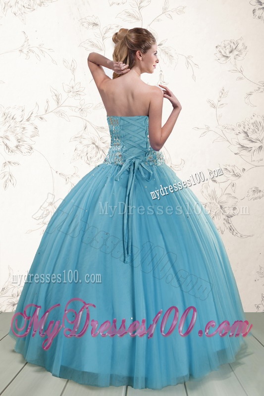 Brand New Style Ball Gown Beaded Quinceanera Dress in Baby Blue