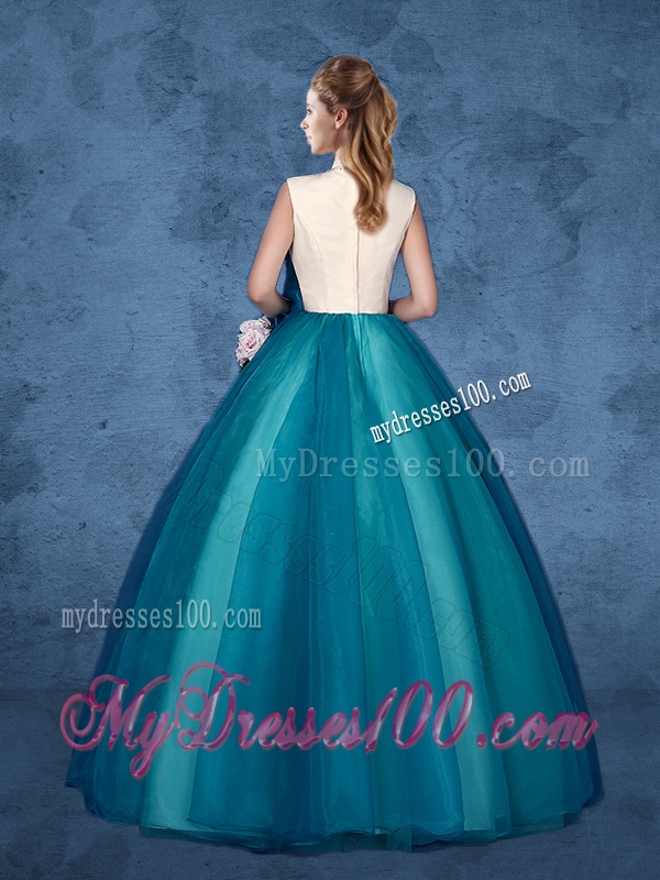 Cheap Hand Made Flowers Sweet 16 Dresses with High Neck