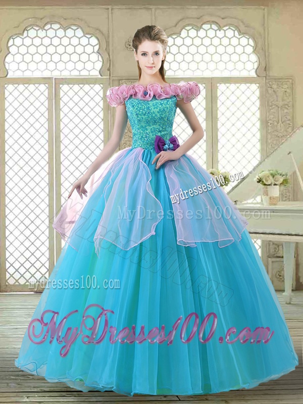 Classical Off the Shoulder Quinceanera Gowns with Ruffles and Bowknot