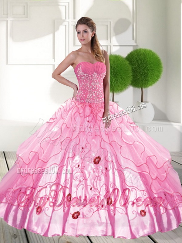 Decent Sweetheart 2016 Quinceanera Dresses with Appliques and Ruffled Layers