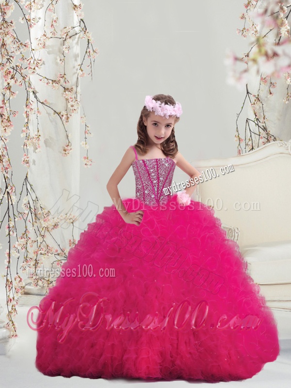 Detachable Sweetheart Beaded and Ruffles Wonderful Quinceanera Dresses in Hot Pink
