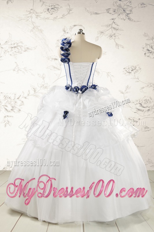Elegant White One Shoulder Hand Made Flower Quinceanera Dress for 2016
