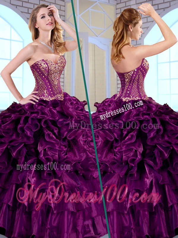 Gorgeous Ball Gown Sweetheart Ruffles and Appliques Quinceanera Gowns