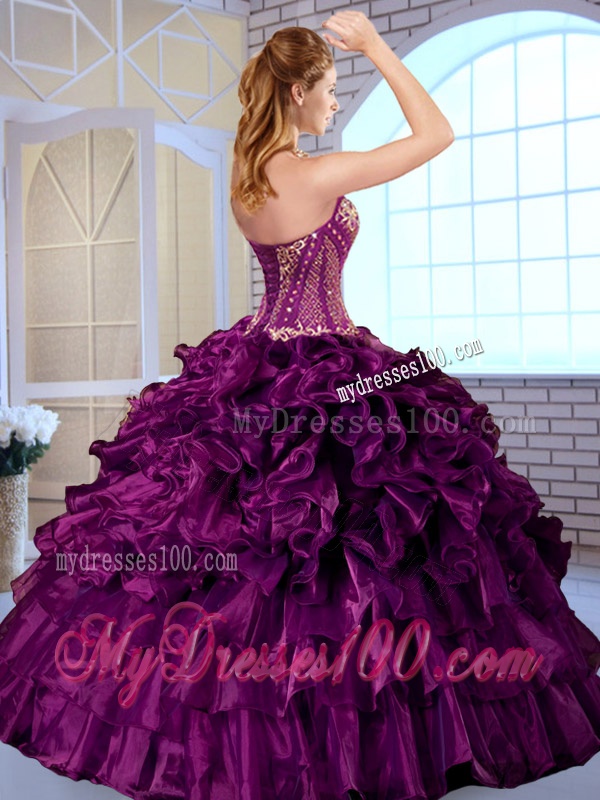Gorgeous Ball Gown Sweetheart Ruffles and Appliques Quinceanera Gowns