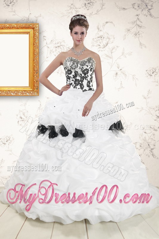 Hot White Sweet 15 Dresses with Pick Ups and Hand Made Flowers