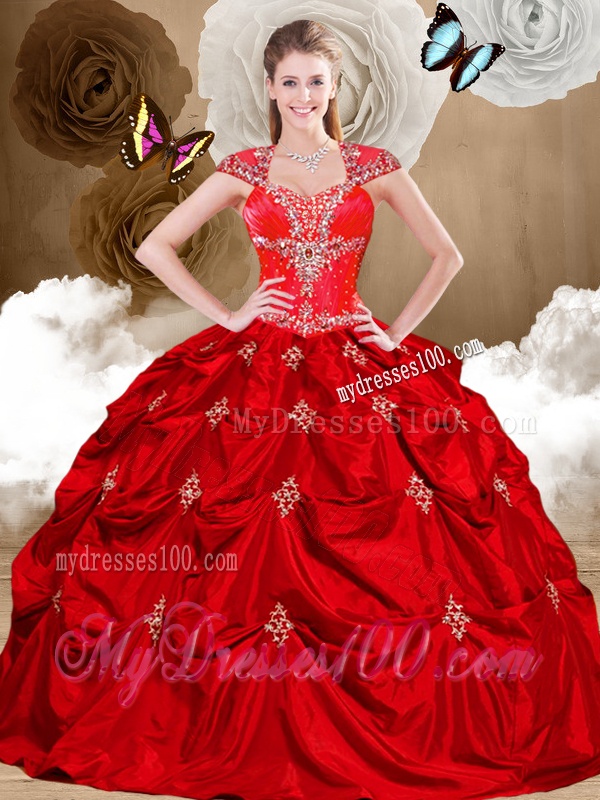 Luxurious Hot Pink Sweet 16 Dresses with Appliques and Pick Ups