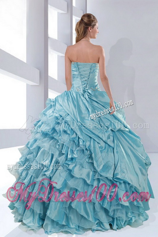 Luxurious Sweetheart Beading Aqua Blue Quinceanera Dresses in Taffeta for 2016