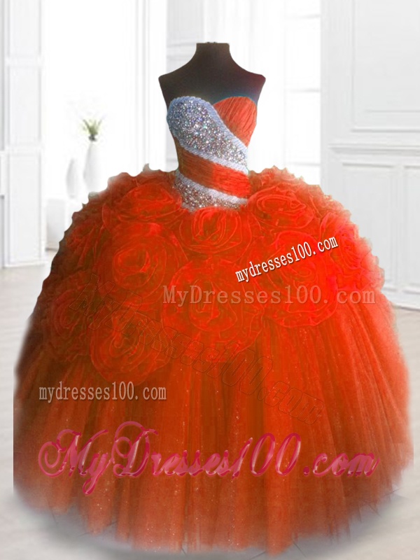 Luxurious Sweetheart Hand Made Flowers and Beading Quinceanera Gowns