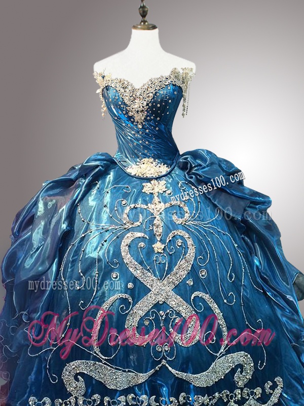 New Style Sweetheart Beading Teal Quinceanera Dresses for 2016