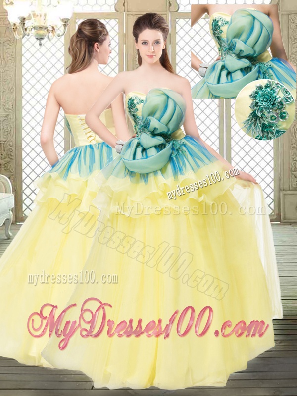 Perfect A Line Strapless Quinceanera Dresses with Bowknot and Ruffles