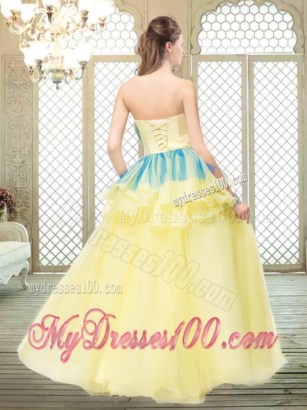 Perfect A Line Strapless Quinceanera Dresses with Bowknot and Ruffles
