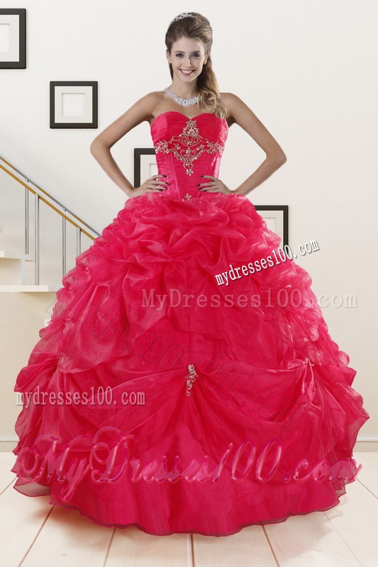 Perfect Red Sweetheart Quinceanera Dresses with Appliques