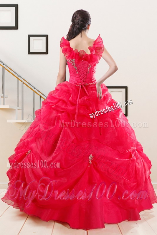 Perfect Red Sweetheart Quinceanera Dresses with Appliques
