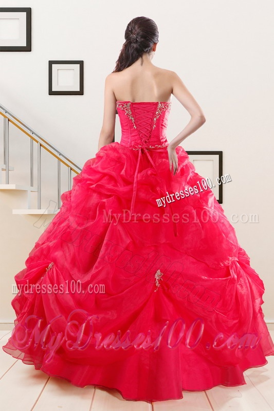 Perfect Red Sweetheart Quinceanera Dresses with Appliques