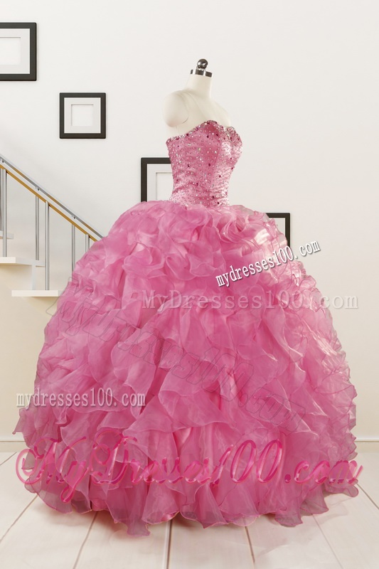 Pink 2016 Pretty Sweetheart Quinceanera Dresses with Ruffles