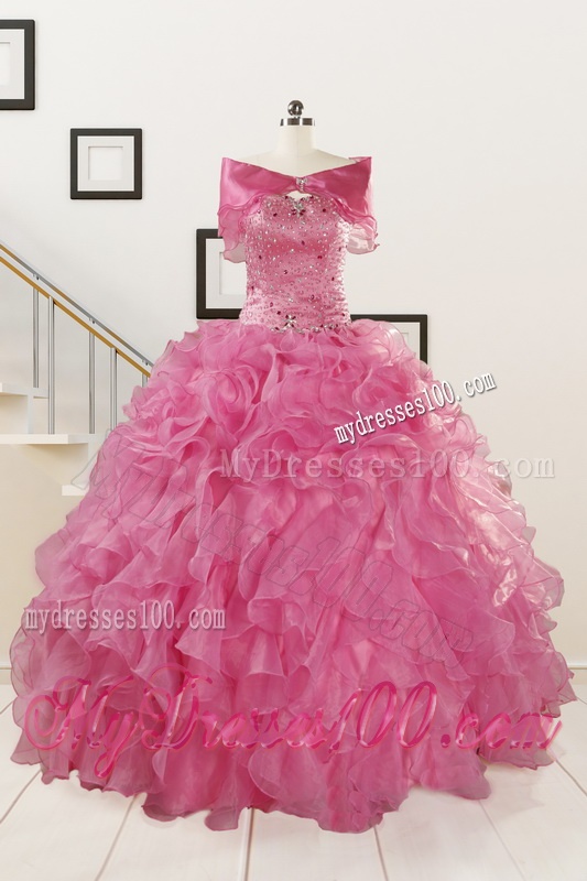 Pink 2016 Pretty Sweetheart Quinceanera Dresses with Ruffles