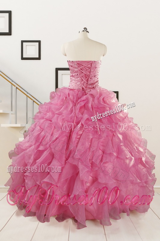 Pink 2016 Pretty Sweetheart Quinceanera Dresses with Ruffles