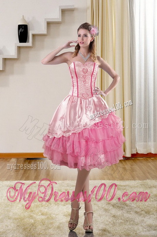 Pink Strapless 2016 Quinceanera Dresses with Embroidery and Ruffles