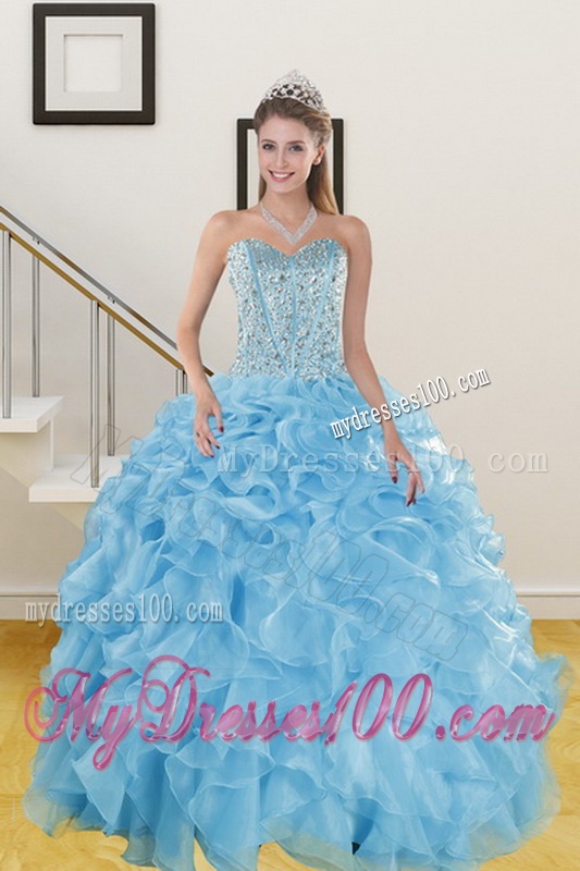 The Most Popular Ruffles and Beading Baby Blue Quince Dresses for 2016