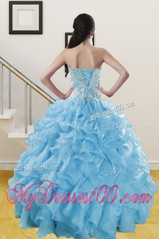 The Most Popular Ruffles and Beading Baby Blue Quince Dresses for 2016