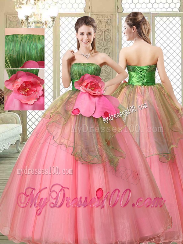 The Most Popular Strapless Quinceanera Gowns with Hand Made Flowers