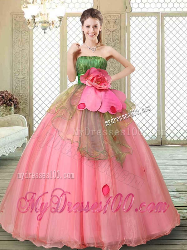 The Most Popular Strapless Quinceanera Gowns with Hand Made Flowers