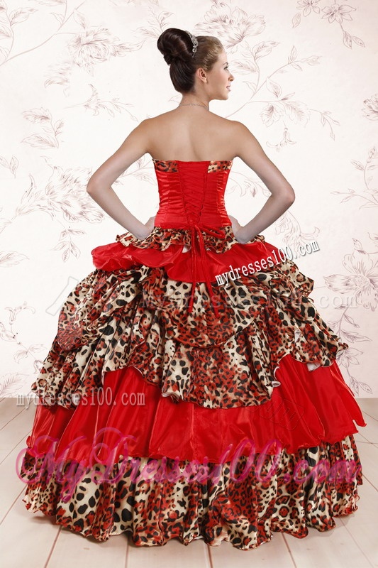 Unique Leopard Multi-color 2016 Quinceanera Dresses with Strapless