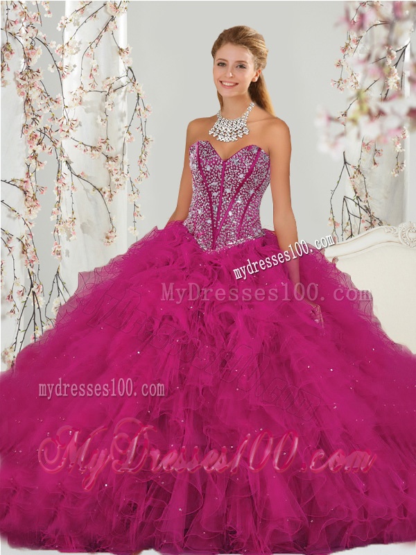 Unique Sweetheart Beading and Ruffles Dresses for Quince for 2016