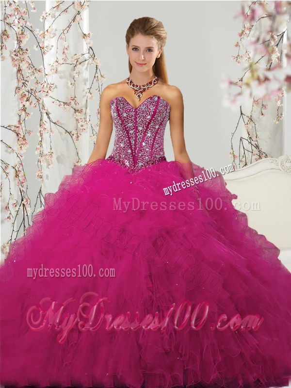 Unique Sweetheart Beading and Ruffles Dresses for Quince for 2016