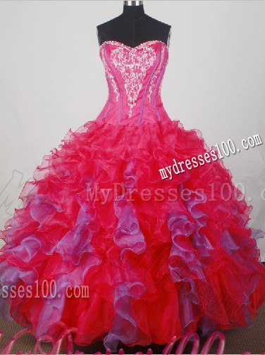 Ruffled Quinceanera Dress in Hot Pink and Lavender