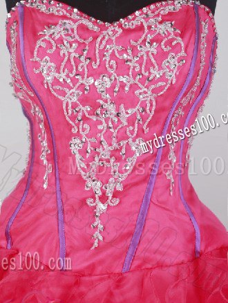 Ruffled Quinceanera Dress in Hot Pink and Lavender