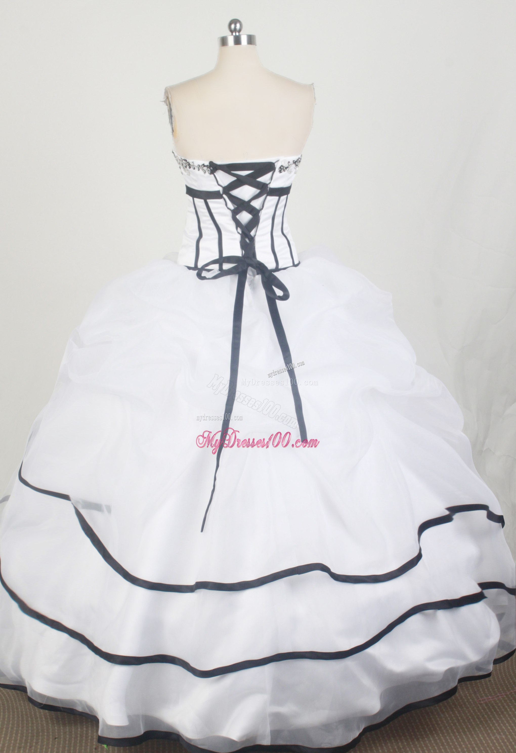 Jacket and Appliques Accent White Dresses 16 with Black Frills