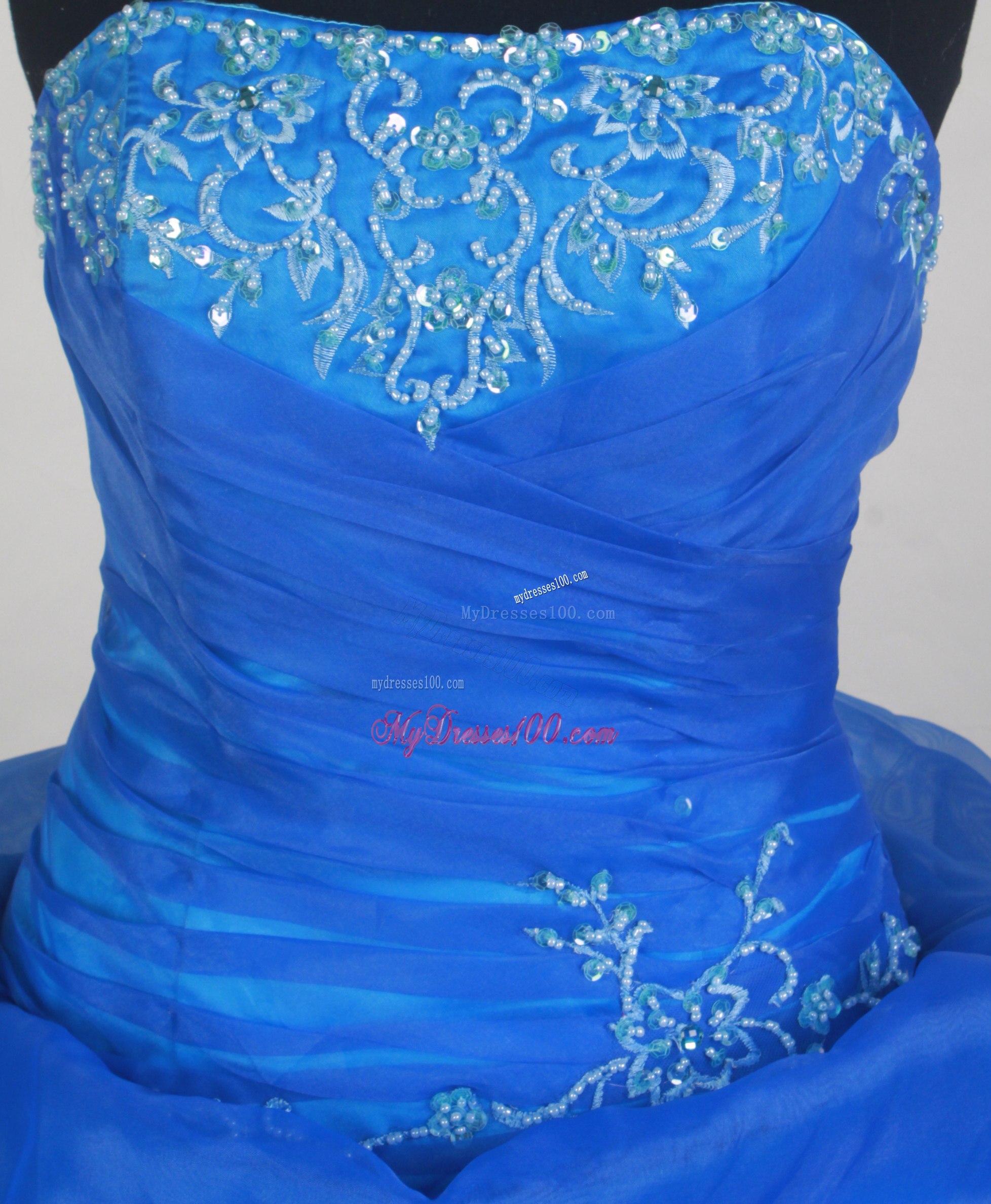 Embroidery and Pick-ups Accent Royal Blue Dresses 16