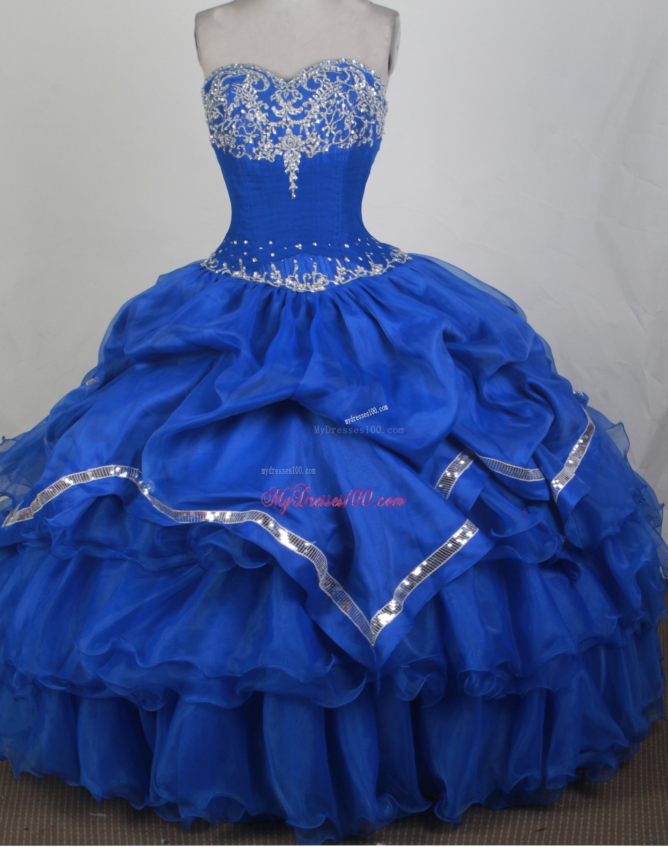 Appliques and Pick-ups Decorate Dresses 15 in Royal Blue