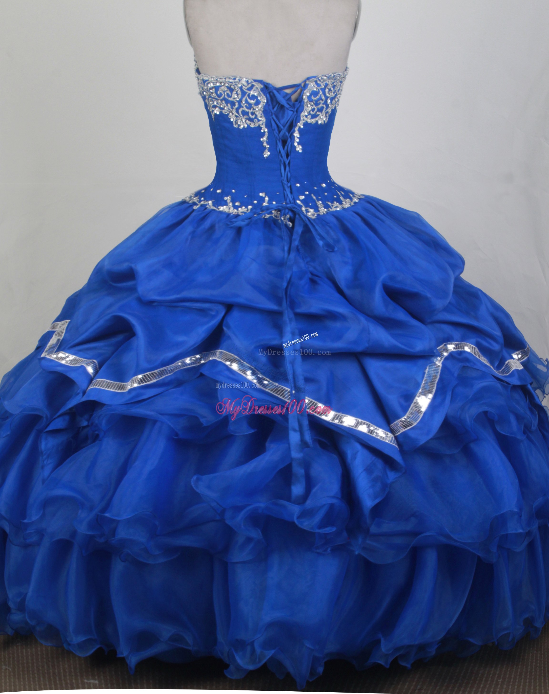 Appliques and Pick-ups Decorate Dresses 15 in Royal Blue