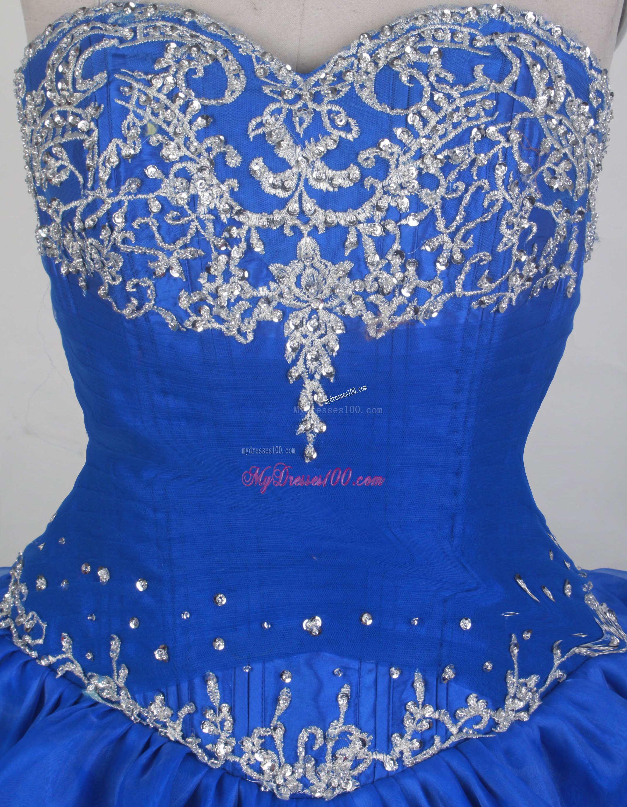 Appliques and Pick-ups Decorate Dresses 15 in Royal Blue